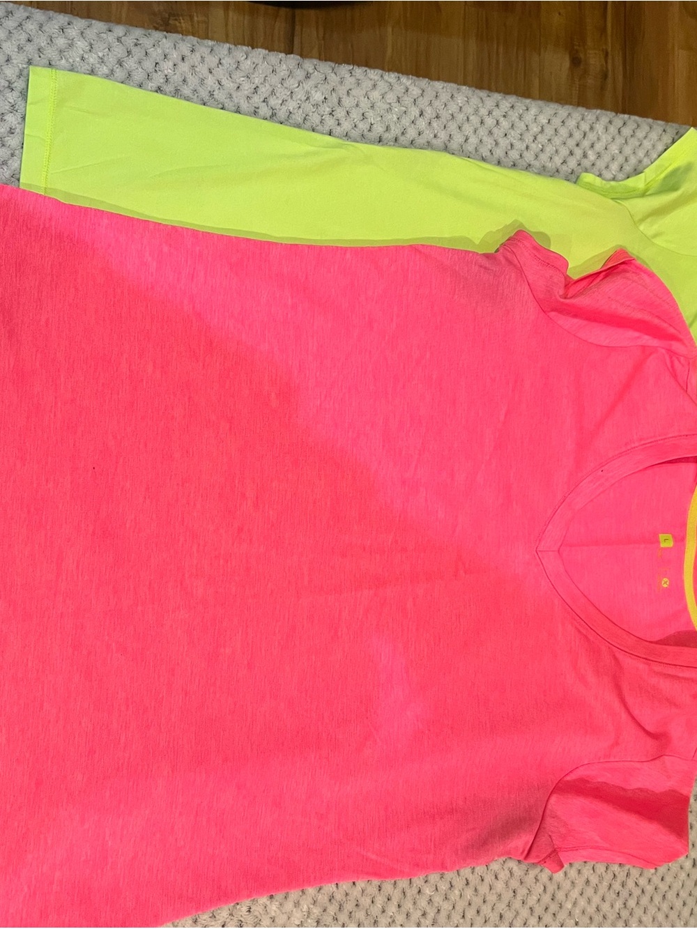 Womens' Neon Pink & Neon Yellow Short Sleeve breathable workout Tee